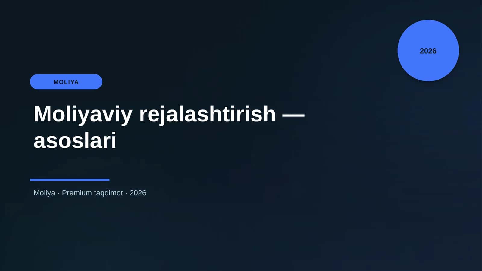 Moliyaviy rejalashtirish — asoslari