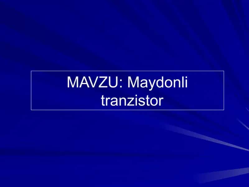 Maydonli tranzistor
