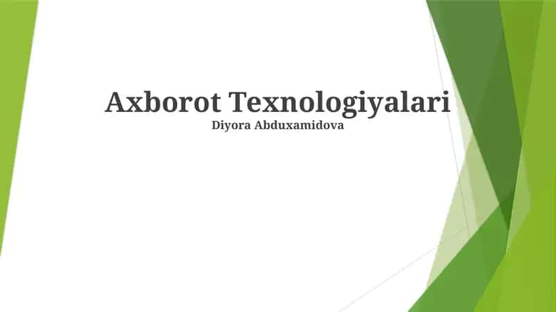 Axborot Texnologiyalari