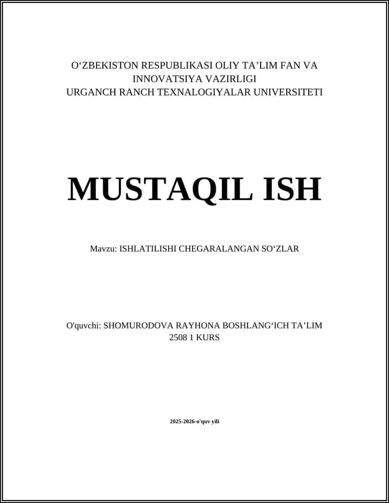 ISHLATILISHI CHEGARALANGAN SOʻZLAR