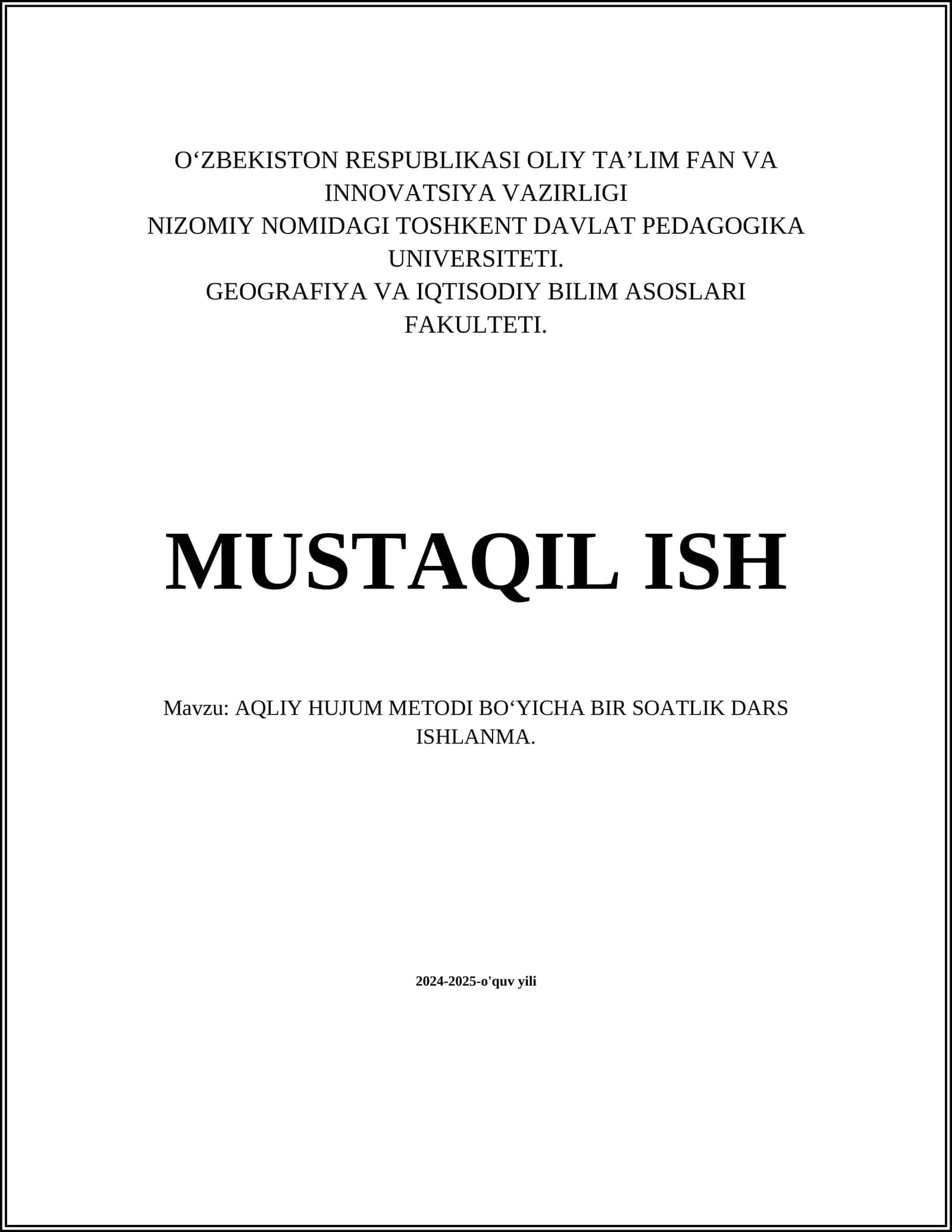 Aqliy Hujum Usulining Asoslari
