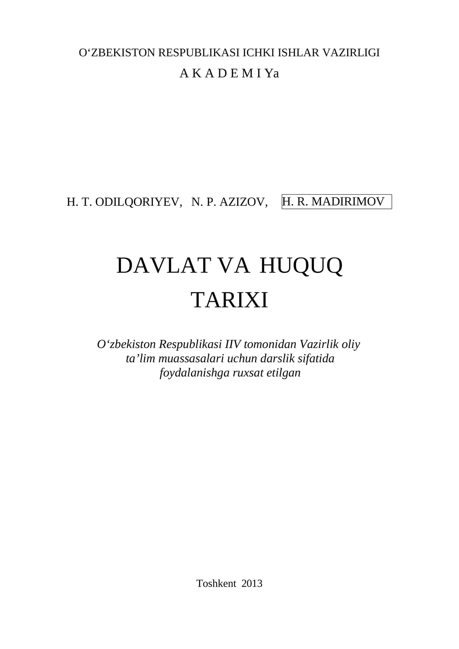 Davlat va huquq tarixi