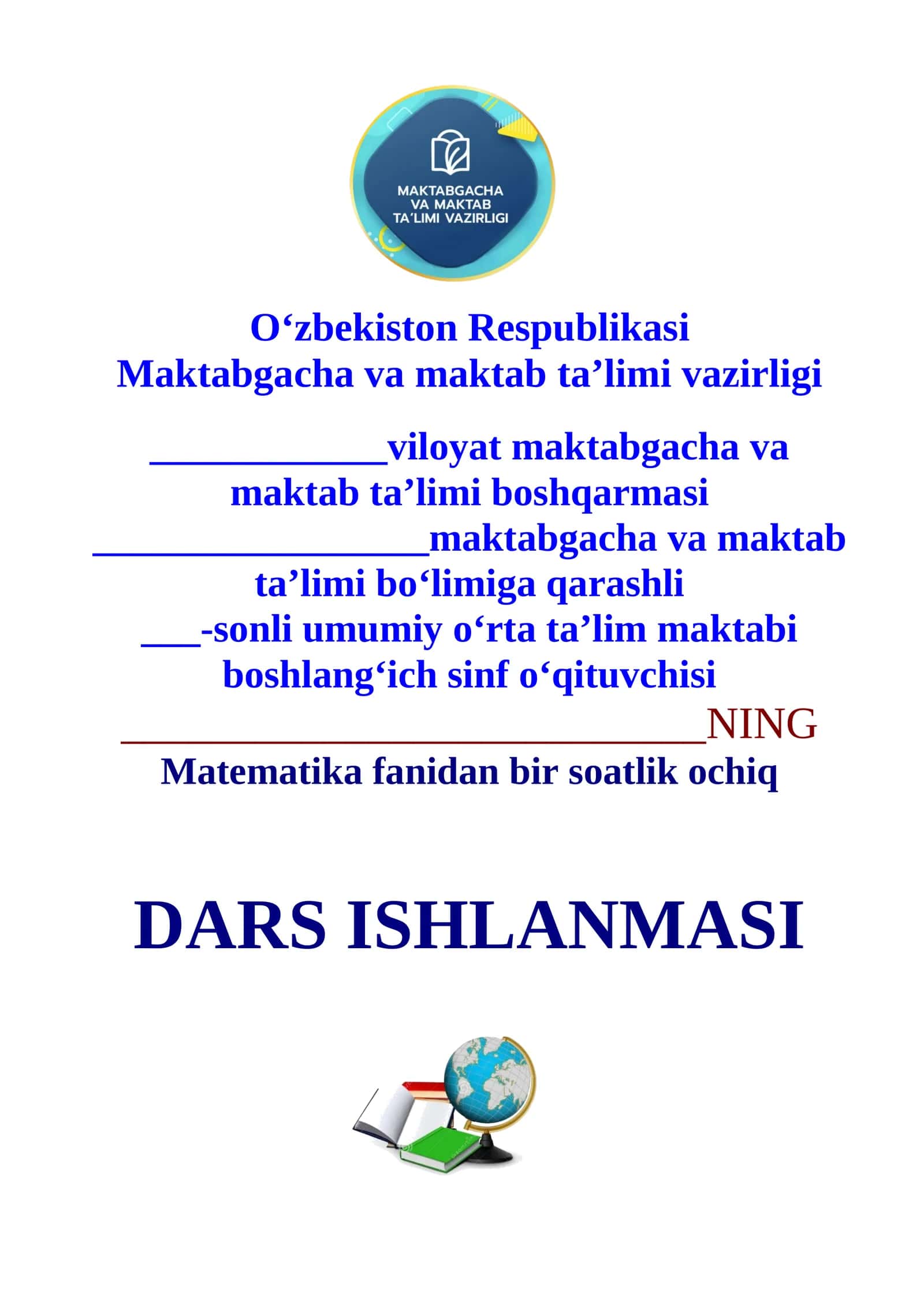 O'quv dars ishlanmasi TK1