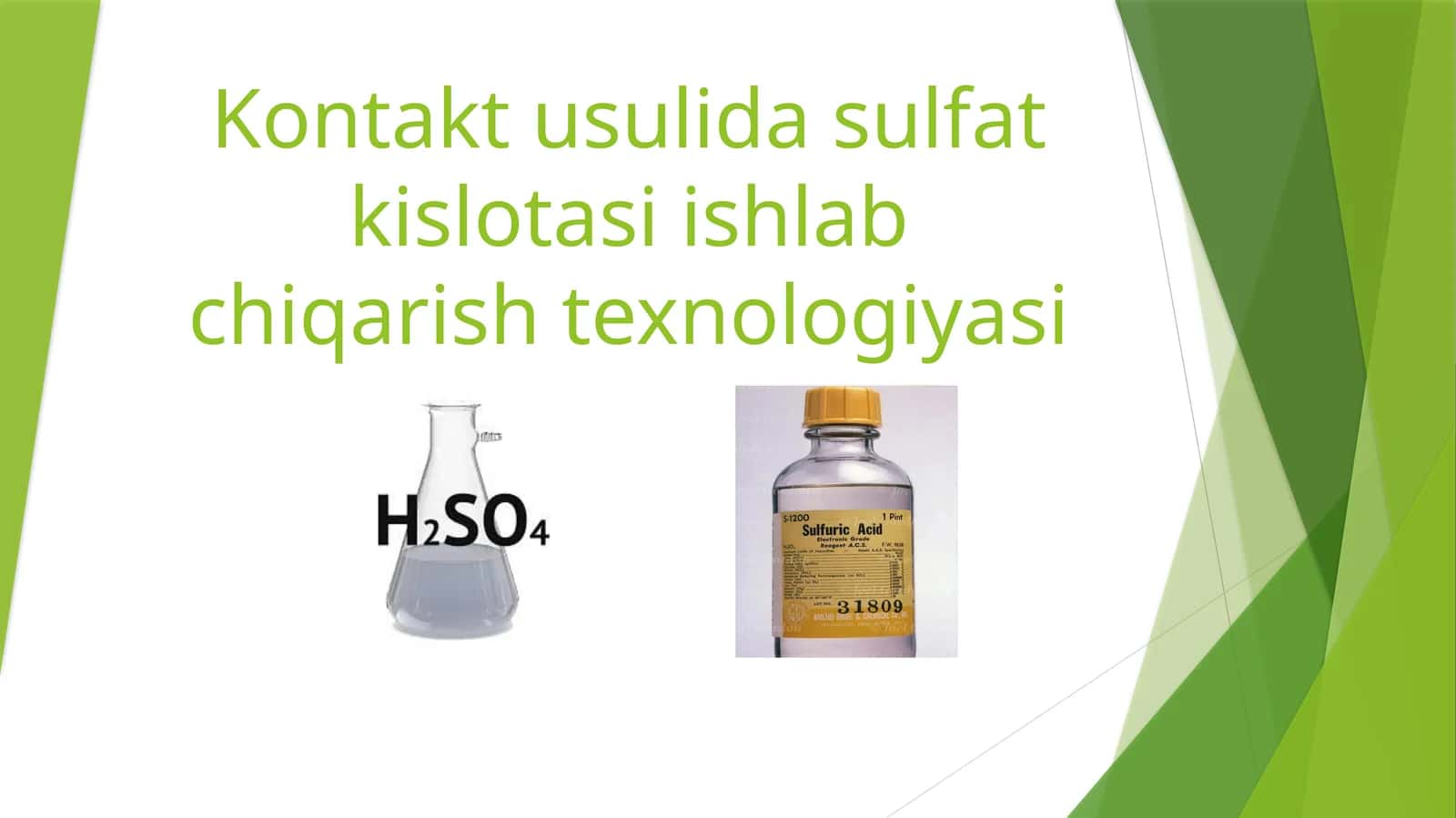 Kontakt usulida sulfat kislotasi ishlab chiqarish texnologiyasi