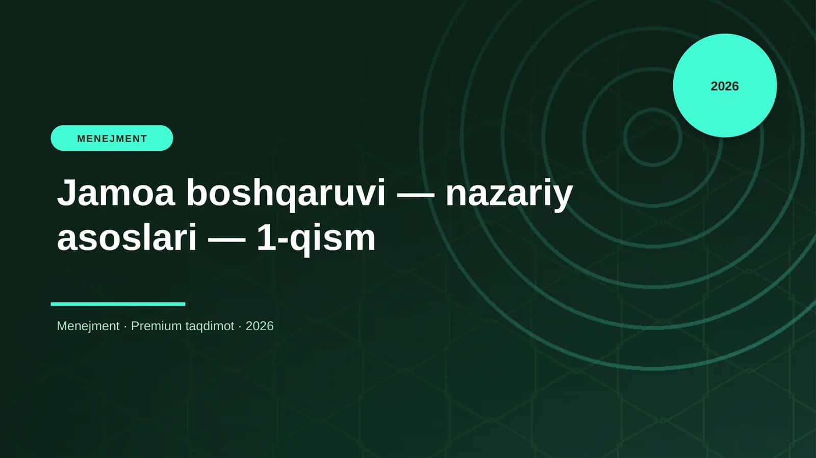 Jamoa boshqaruvi — nazariy asoslari — 1-qism
