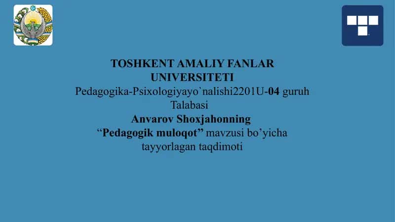 pedagogik muloqot mavzusida.