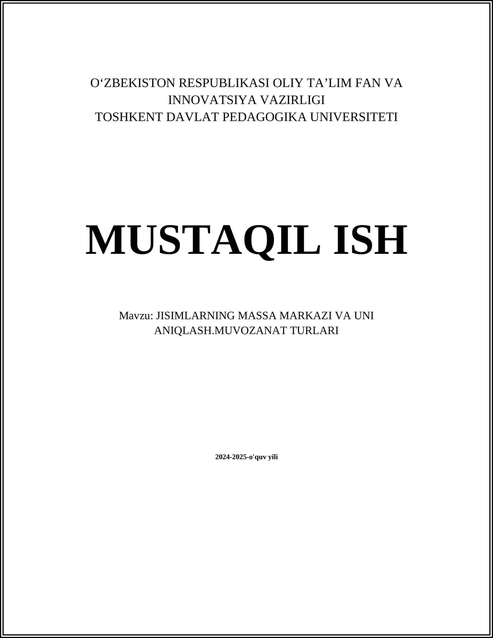 Statik muvozanat tushunchasi