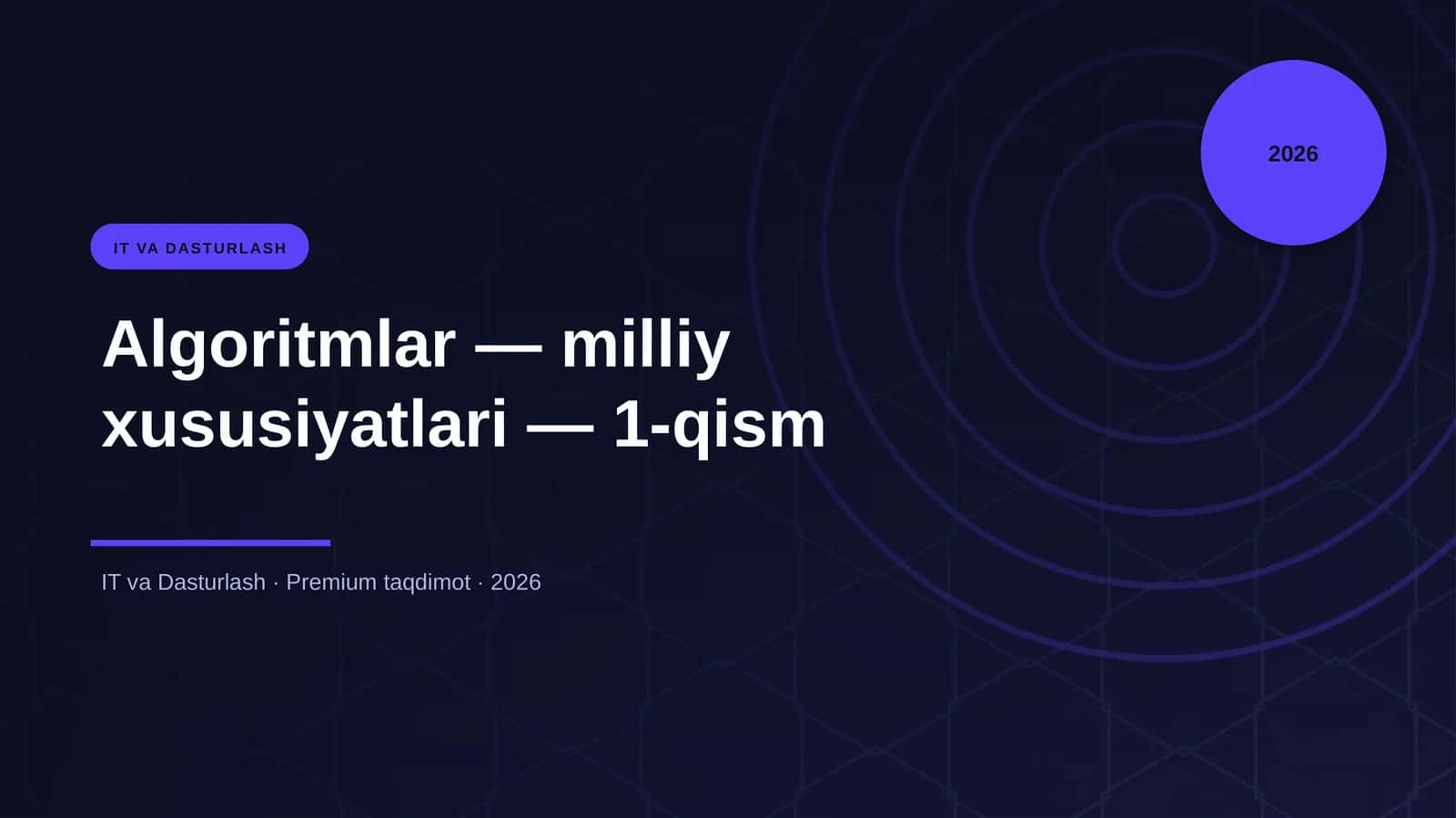 Algoritmlar — milliy xususiyatlari — 1-qism