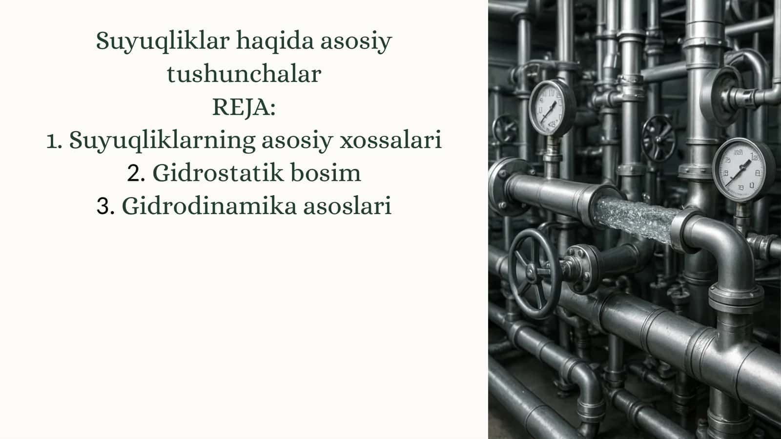 Suyuqliklar haqida asosiy tushunchalar