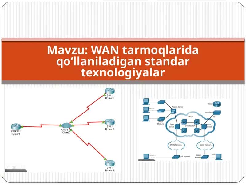 WAN tarmoqlarida qo‘llaniladigan standar texnologiyalar