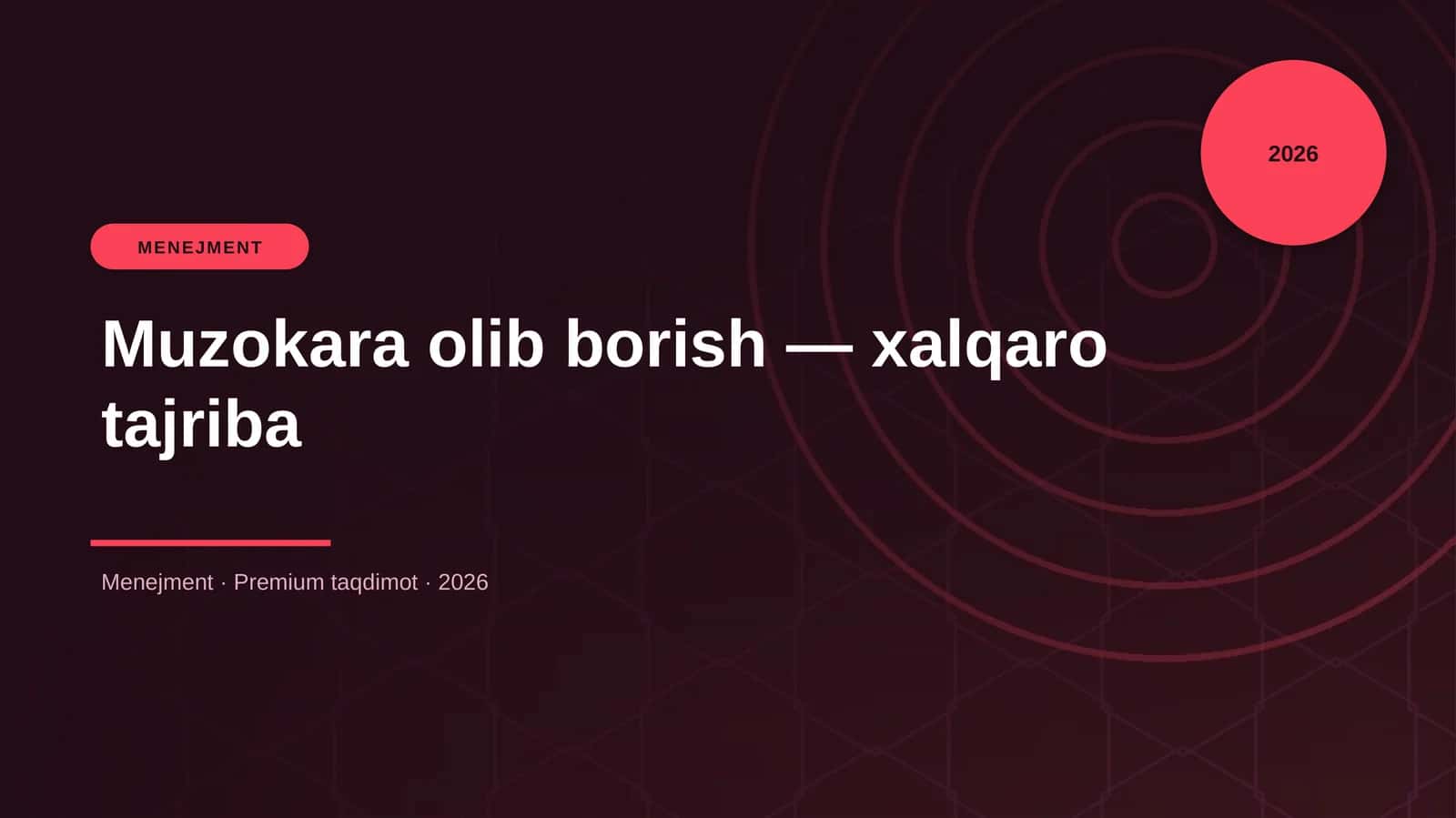 Muzokara olib borish — xalqaro tajriba