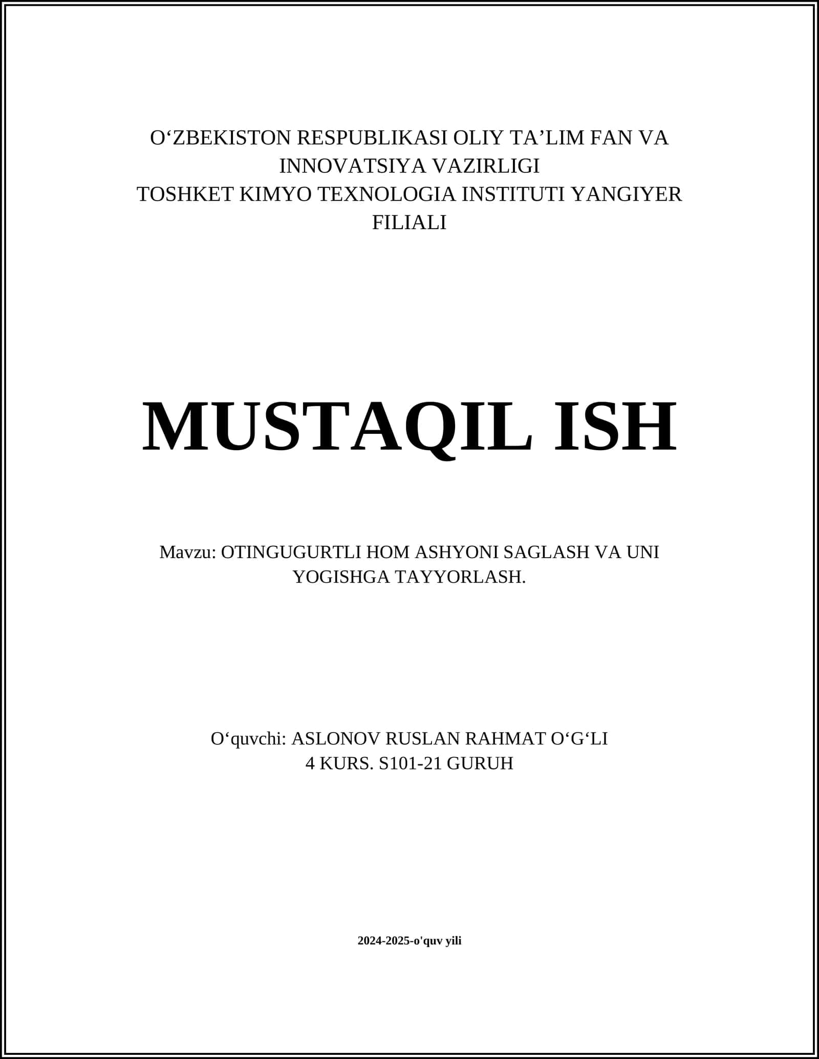 Otingugurtli hom ashyoni saglash va uni yogishga tayyorlash