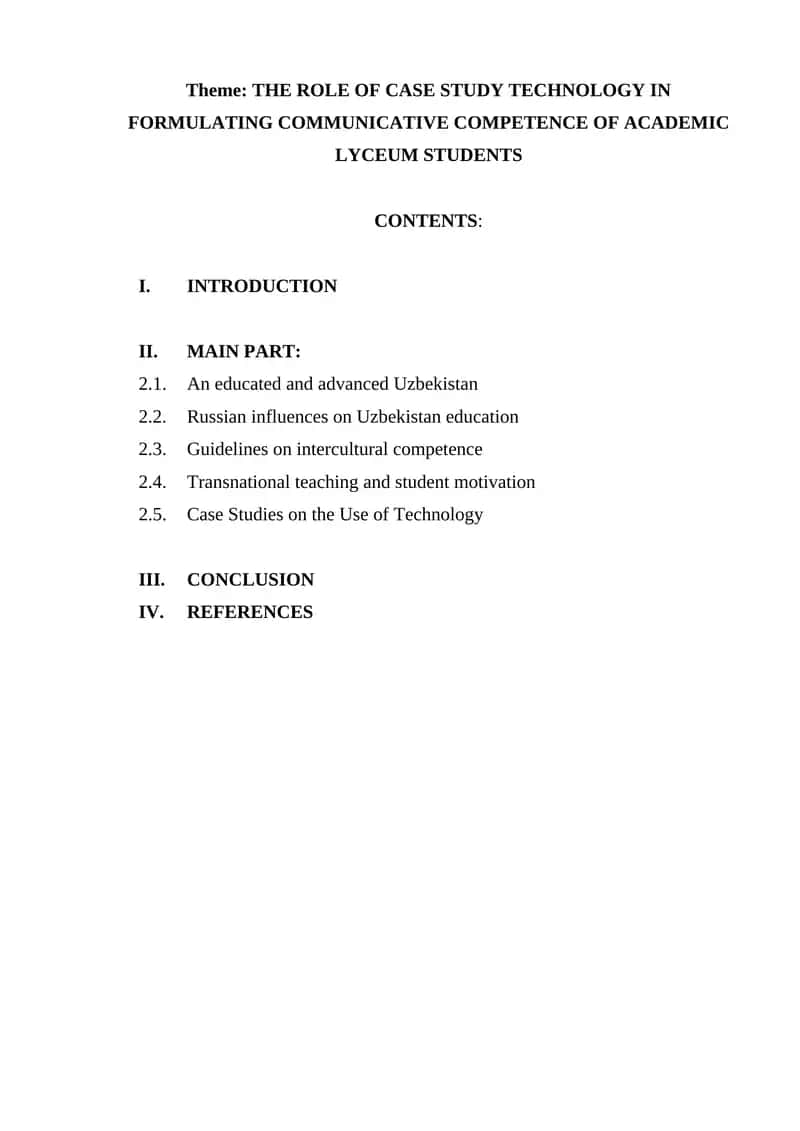 THE ROLE OF CASE STUDY TECHNOLOGY IN FORMULATING COMMUNICATIVE COMPETENCE