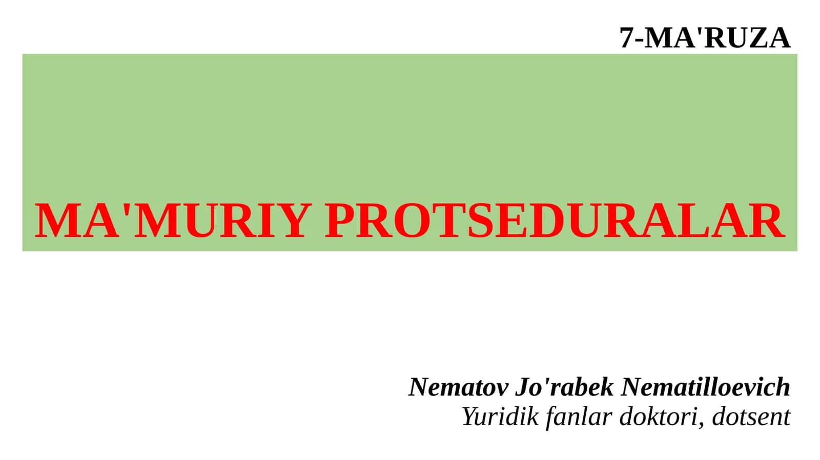 MA'MURIY PROTSEDURALAR