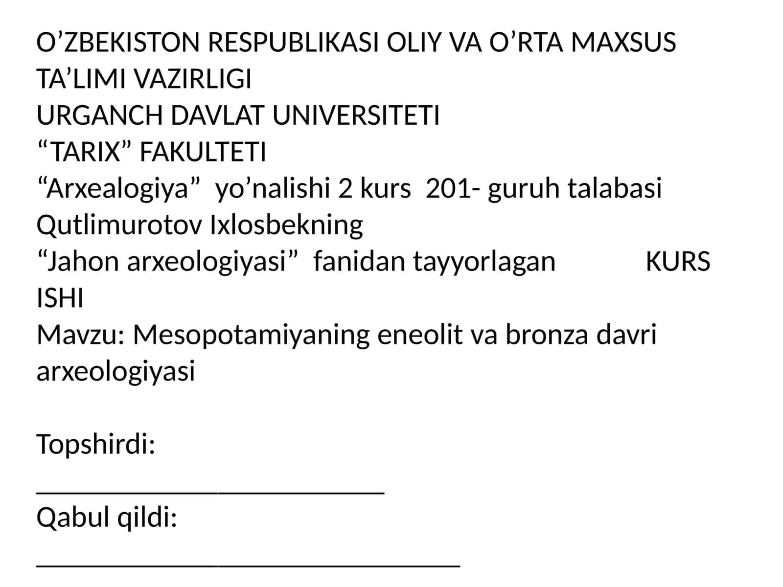 Mesopotamiyaning eneolit va bronza davri arxeologiyasi