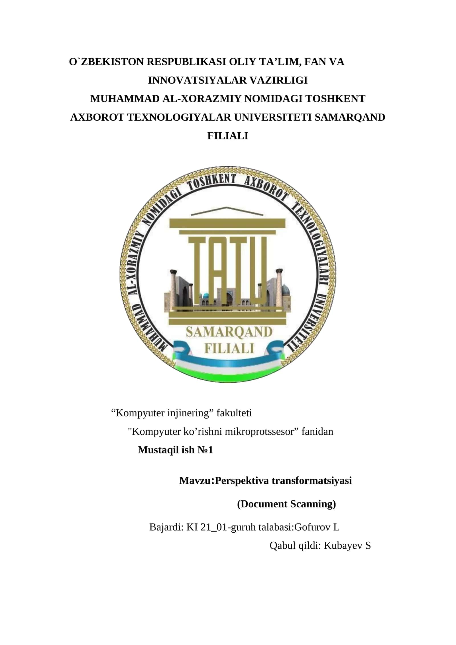 Perspektiva transformatsiyasi (Document Scanning)
