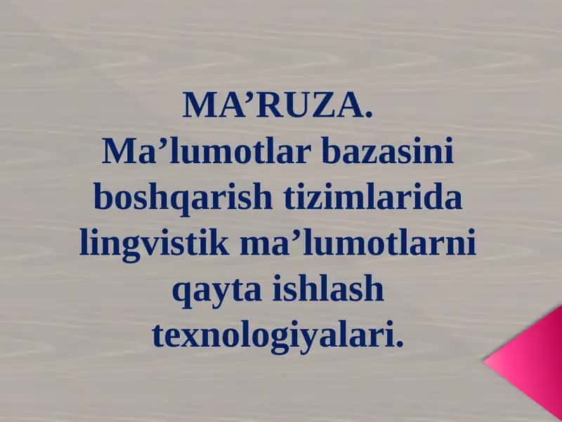 Ma’lumotlar bazasi boshqarish tizimlari