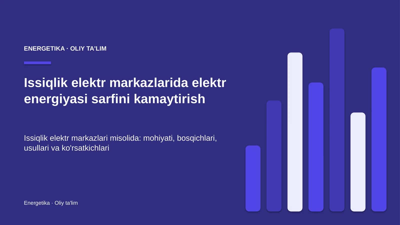 Issiqlik elektr markazlarida elektr energiyasi sarfini kamaytirish