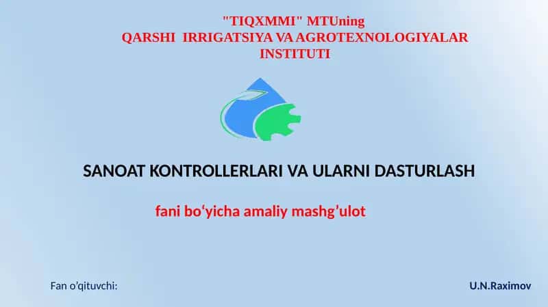 IEC 61131-3 Dasturlash Tillari