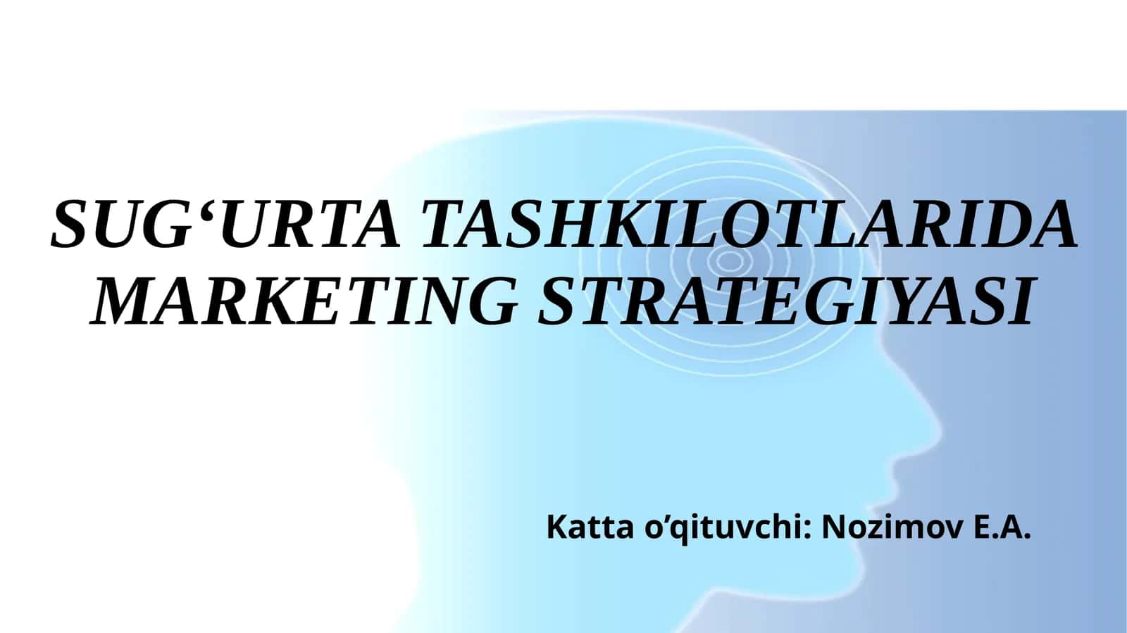 SUG‘URTA TASHKILOTLARIDA MARKETING STRATEGIYASI
