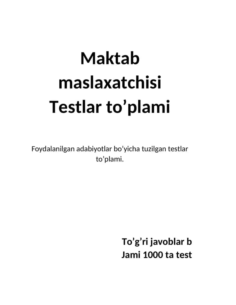 Maktab maslaxatchisi 1000 ta test