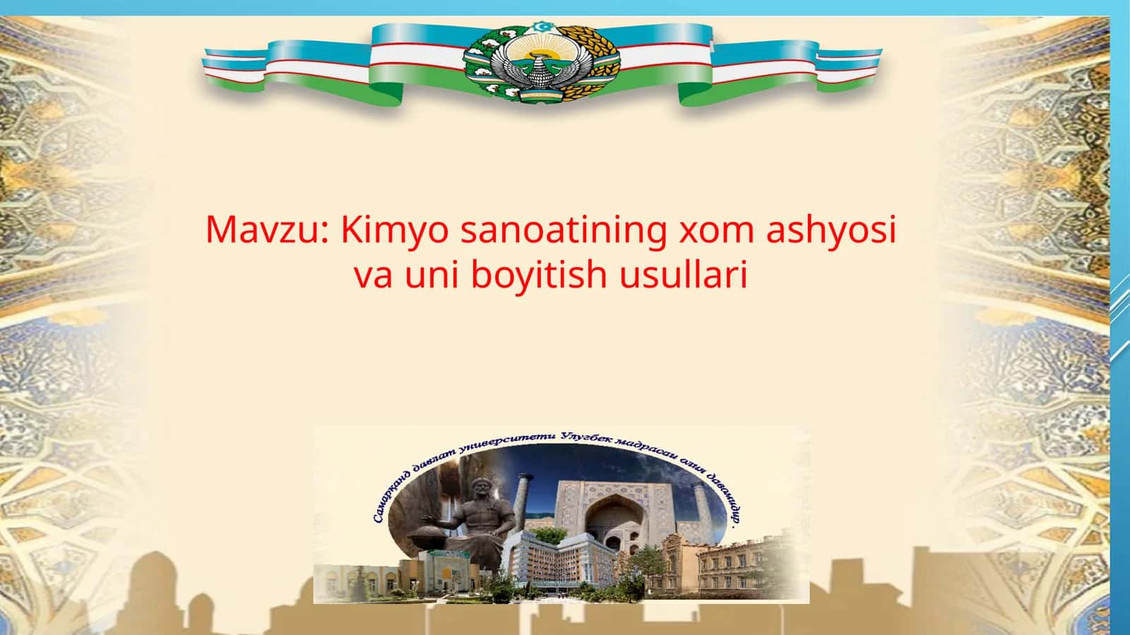 Kimyo sanoatining xomashyosi va uni boyitish usullari