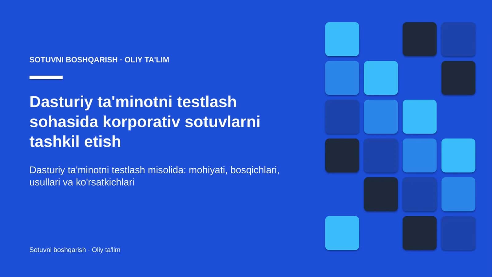 Sotuvni boshqarish · Oliy ta'lim