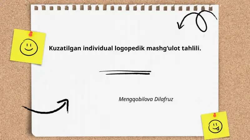 Kuzatilgan individual logopedik mashg‘ulot tahlili