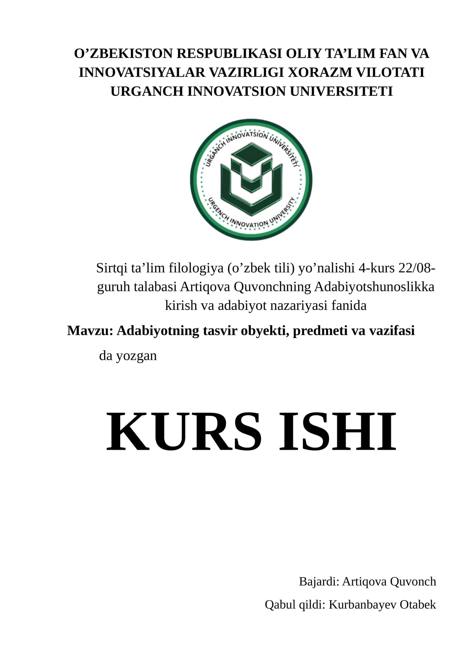 Filologiya (o’zbek tili) 4-kurs 22/08-guruh talabasi