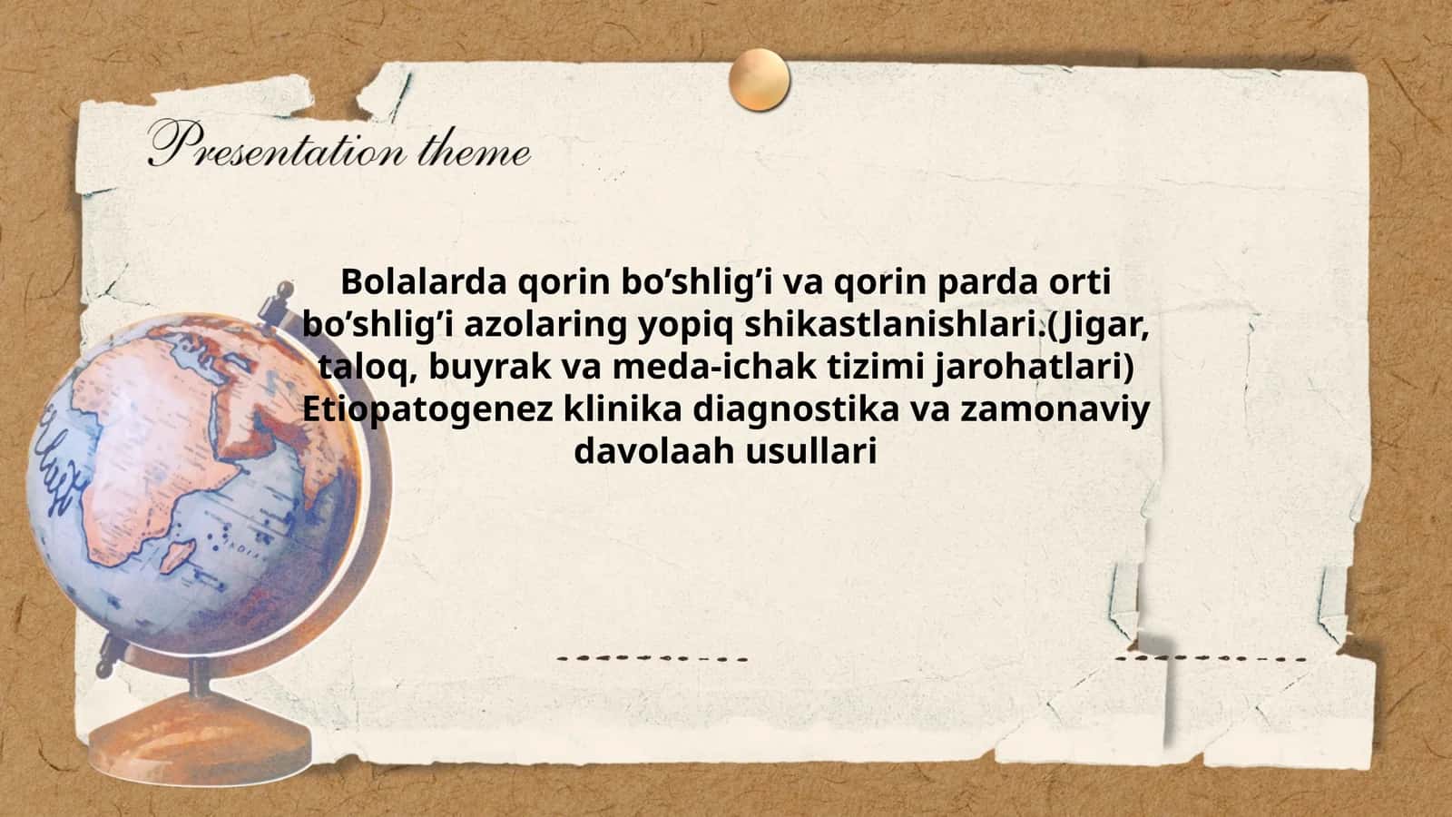 Bolalarda qorin bo’shlig’i va qorin parda orti bo’shlig’i azolaring yopiq shikastlanishlari