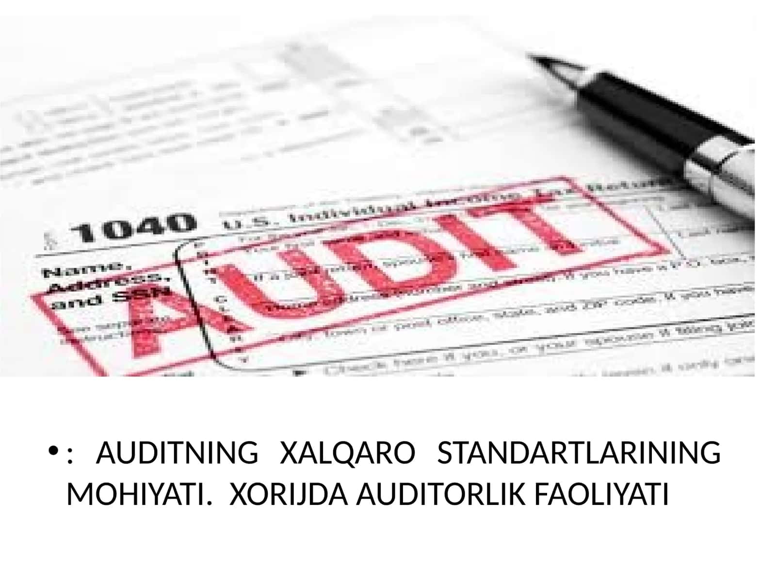 AXALQARO STANDARTLARINING MOHIYATI