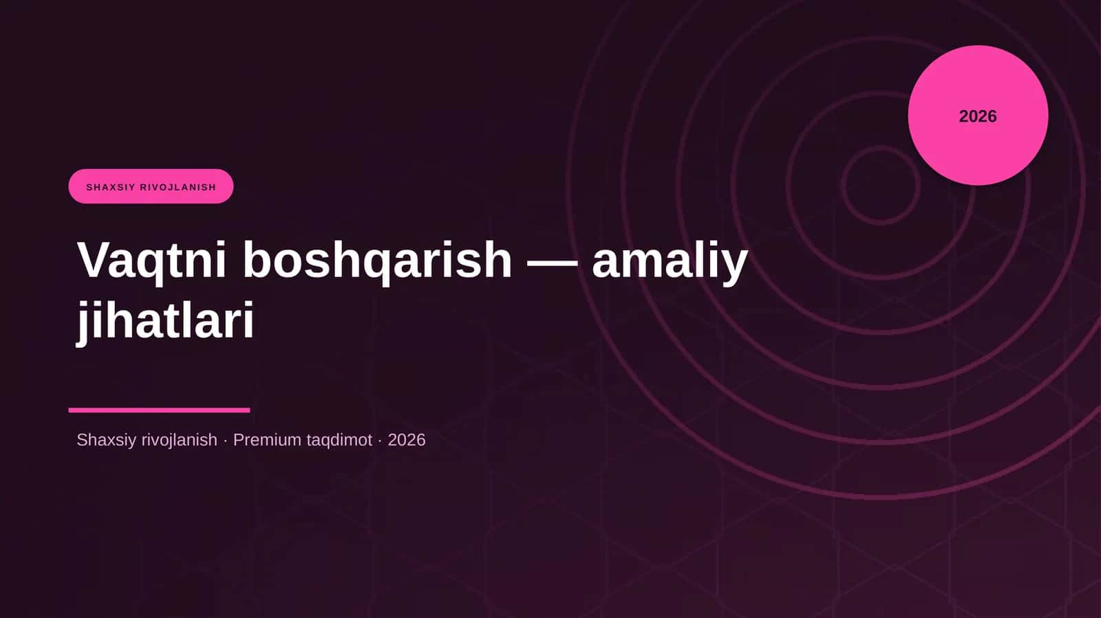 Vaqtni boshqarish — amaliy jihatlari