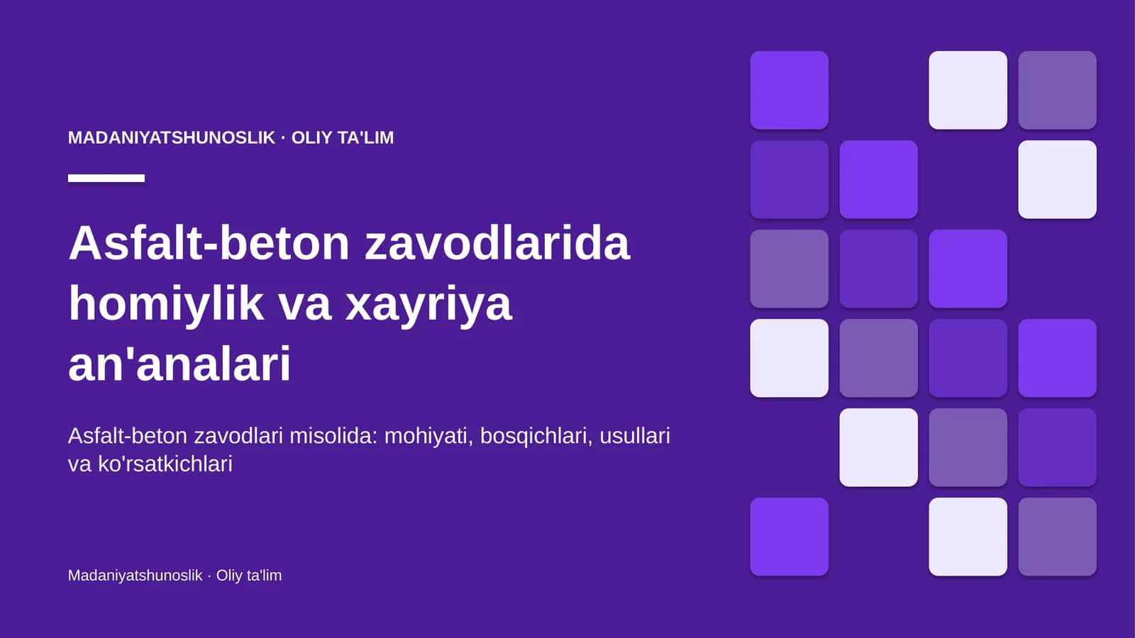 Asfalt-beton zavodlarida homiylik va xayriya an'analari