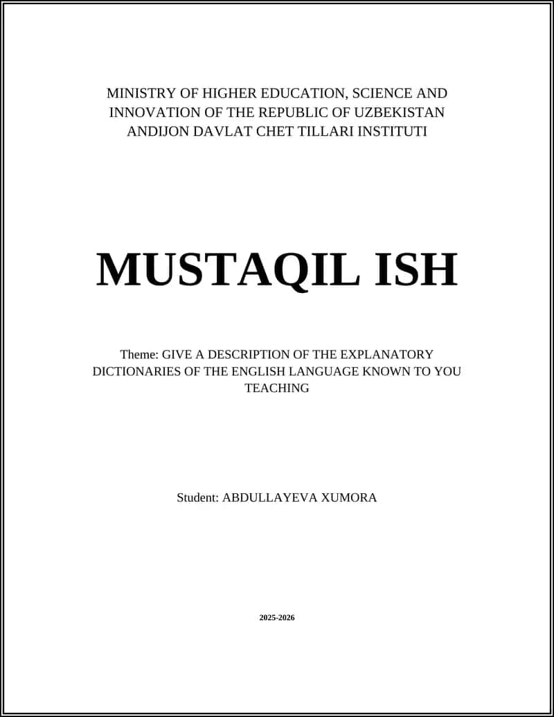 Explanatory Dictionaries of the English Language