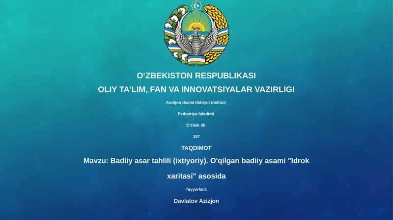Badiiy asar tahlili (ixtiyoriy)