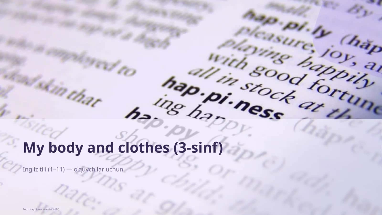 My body and clothes (3-sinf)