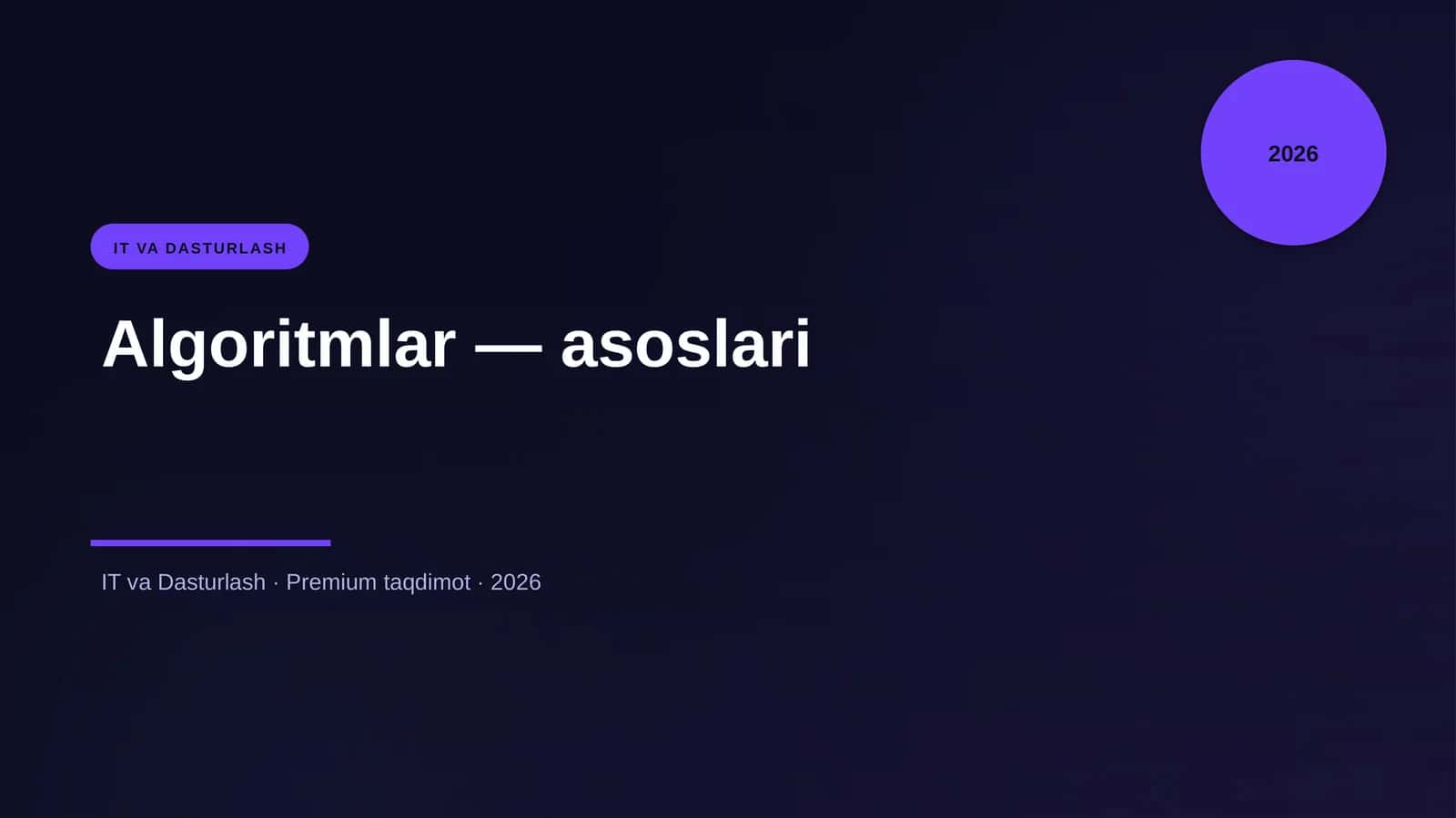 Algoritmlar — asoslari