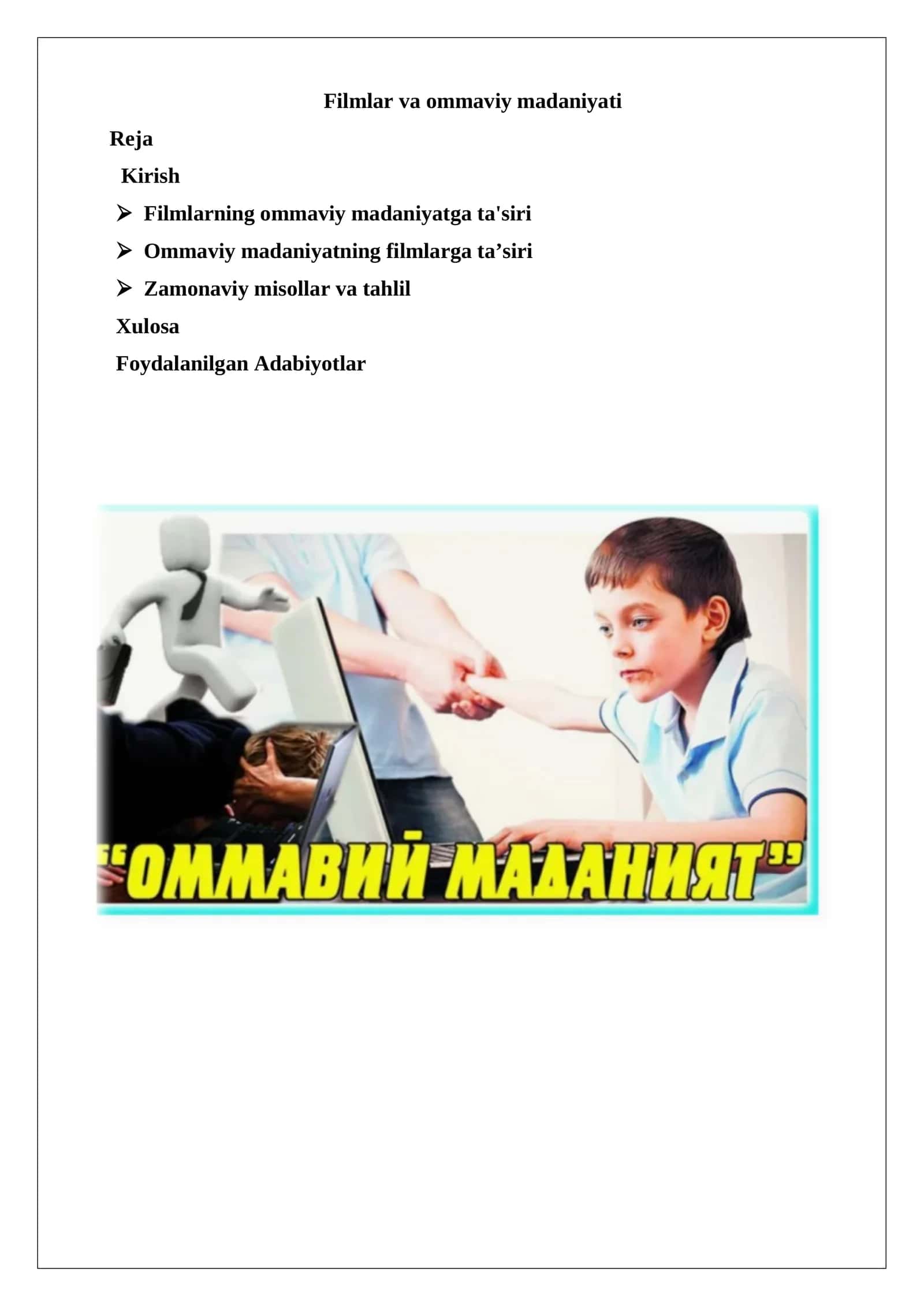 Filmlar va ommaviy madaniyati