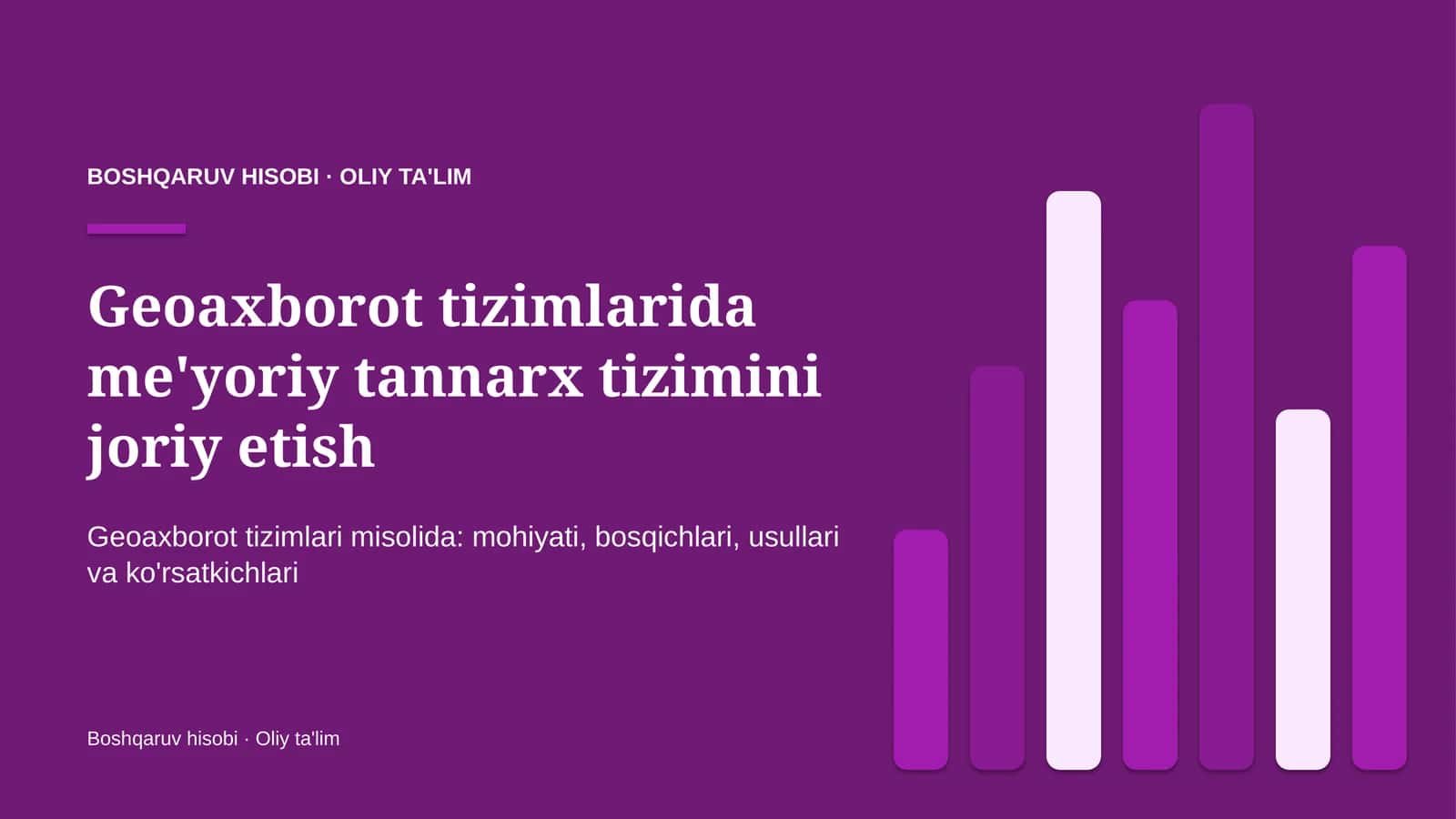 Geoaxborot tizimlarida me'yoriy tannarx tizimini joriy etish