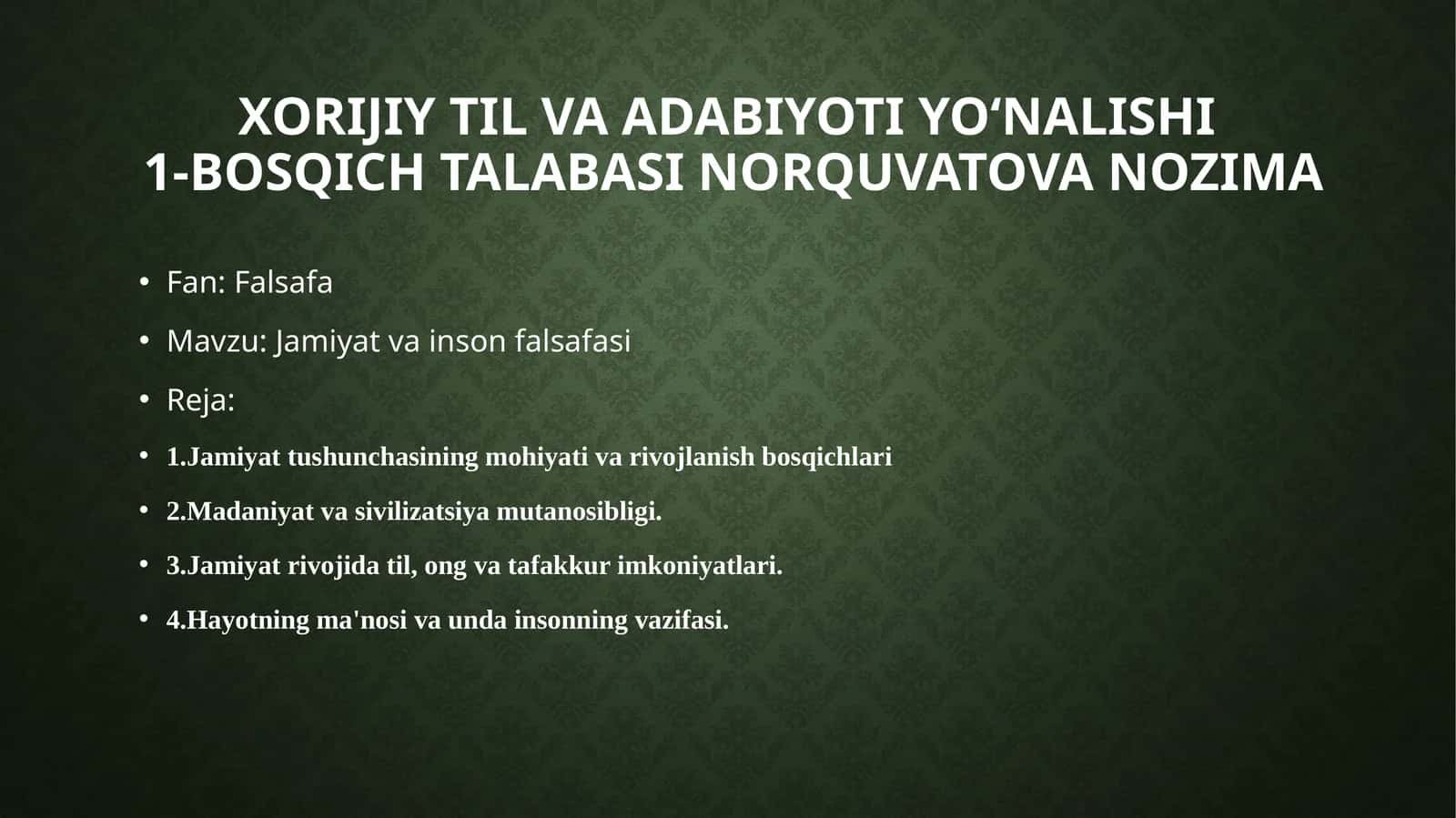 Jamiyat va inson falsafasi