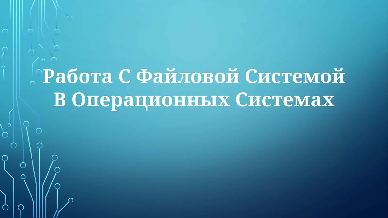 Работа С Файловой Системой В Операционных Системах