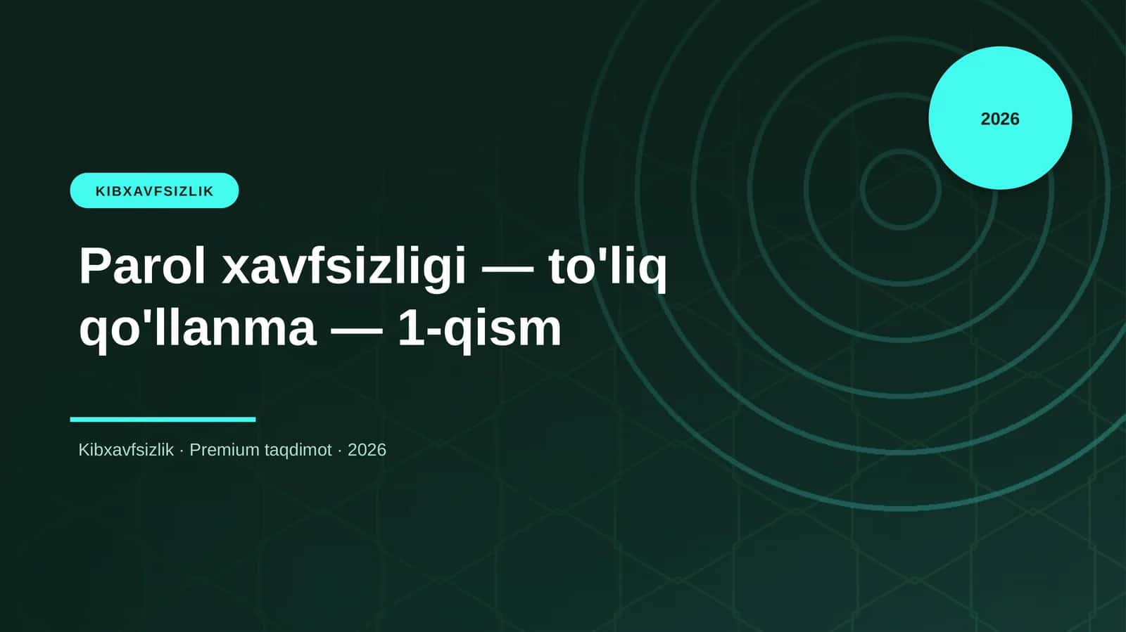 Parol xavfsizligi — to'liq qo'llanma — 1-qism