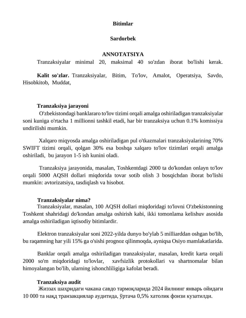 Tranzaksiyalar