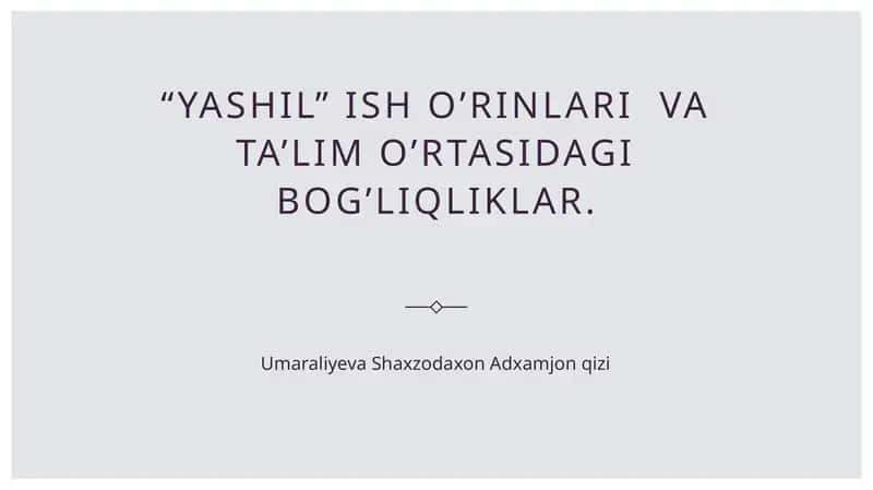 Yashil ish o'rinlari