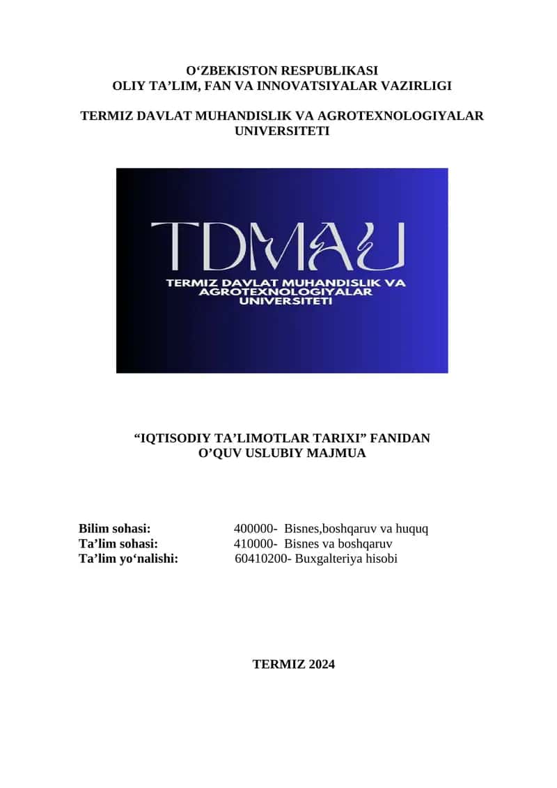 Iqtisodiy ta’limotlar tarixi