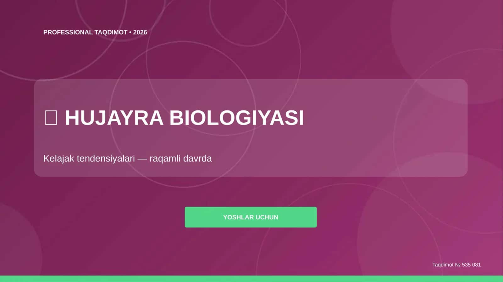 Hujayra biologiyasi: kelajak tendensiyalari (raqamli davrda) [yoshlar uchun]