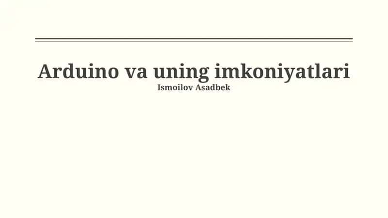 Arduino va uning imkoniyatlari