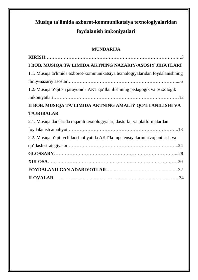 Musiqa ta'limida axborot-kommunikatsiya texnologiyalaridan foydalanish imkoniyatlari