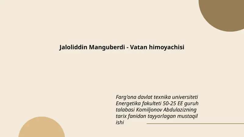 Jaloliddin Manguberdi - Vatan himoyachisi