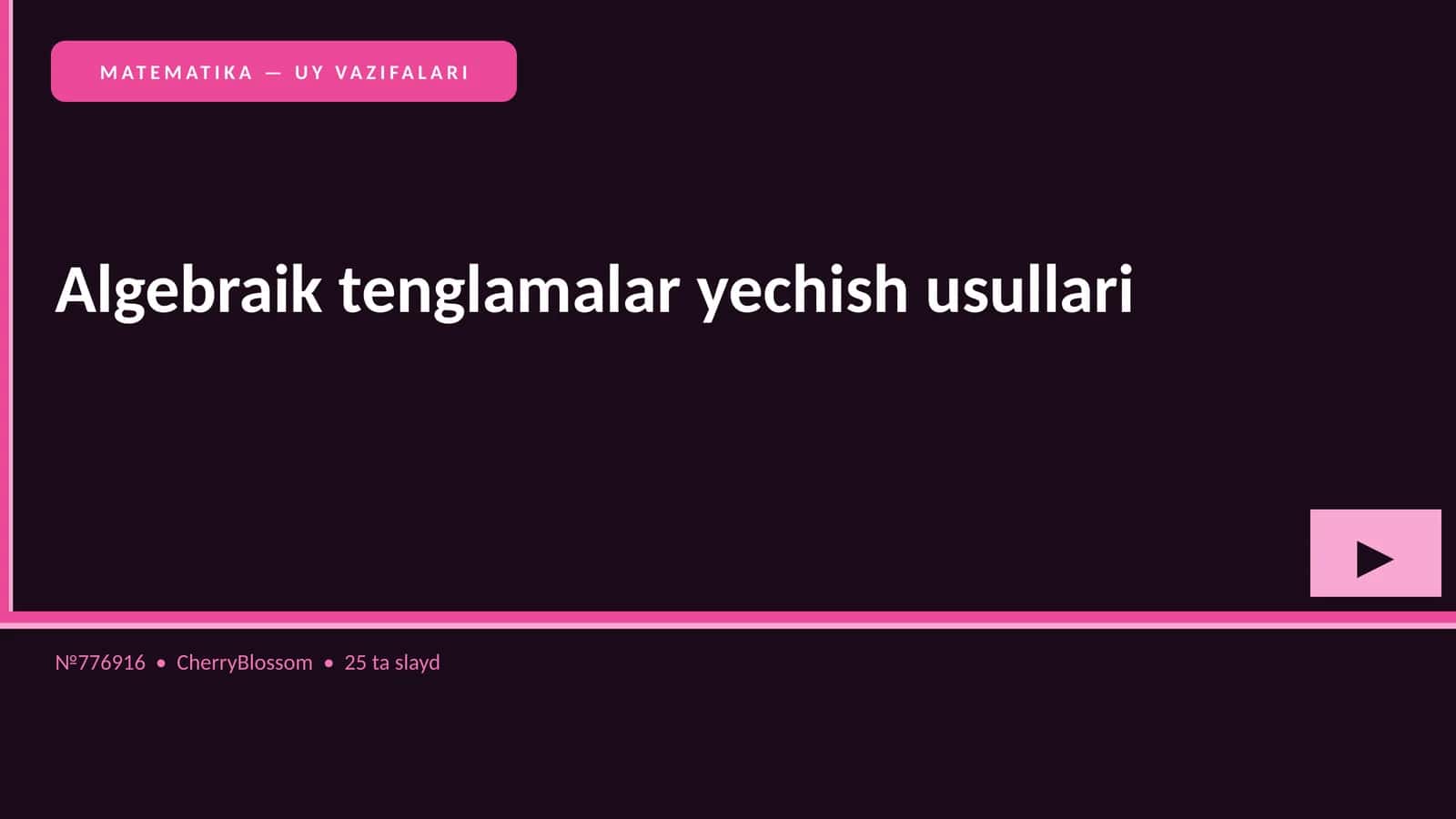 Algebraik tenglamalar yechish usullari